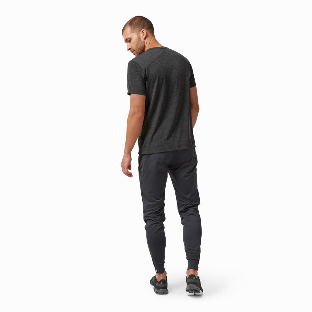 Men's On Active T Shirts Black | USA-7034298