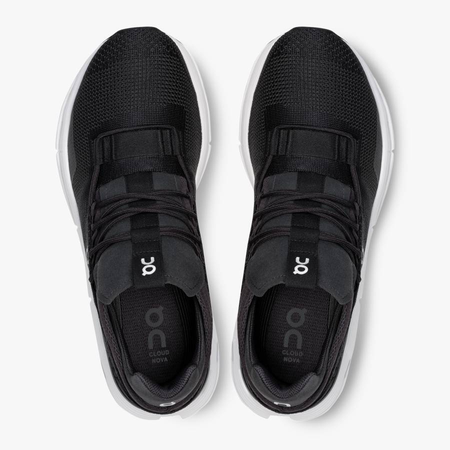 Men's On Cloudnova Sneakers Black / White | USA-5970284