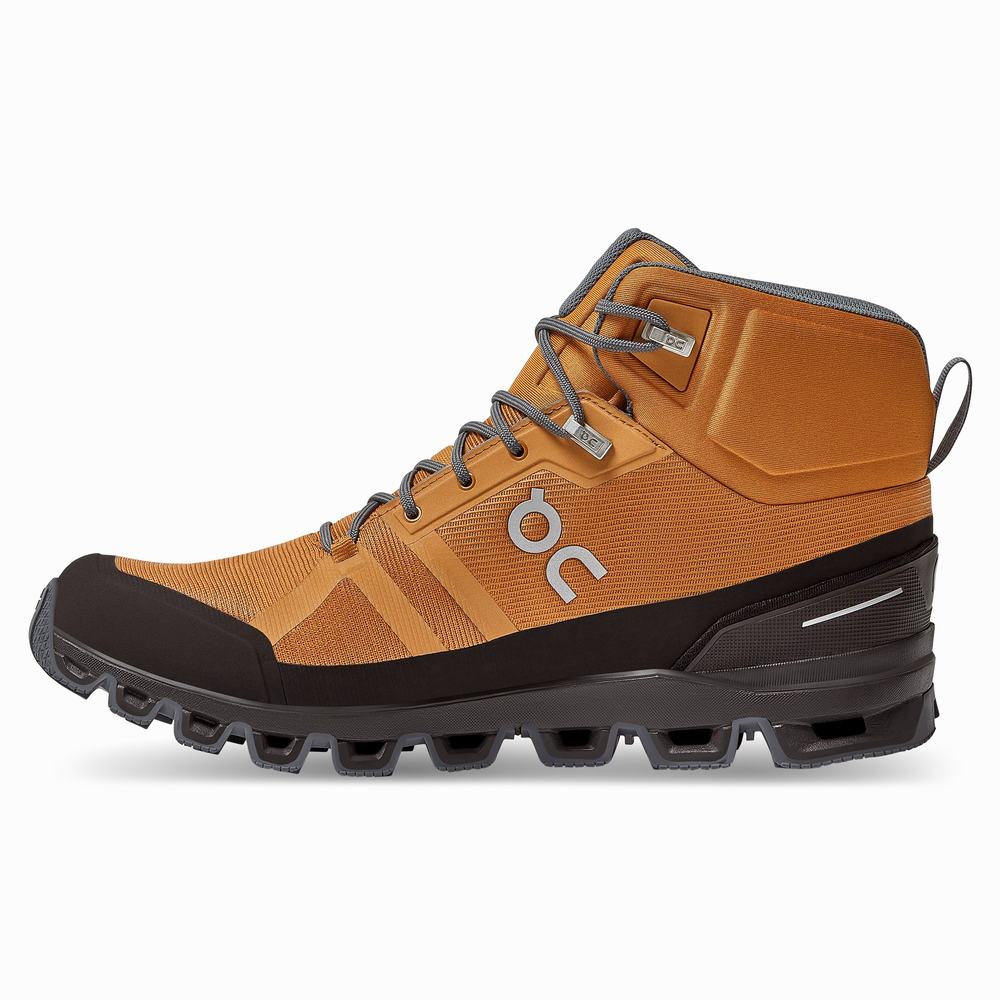 Men's On Cloudrock Hiking Boots Brown | USA-9540162