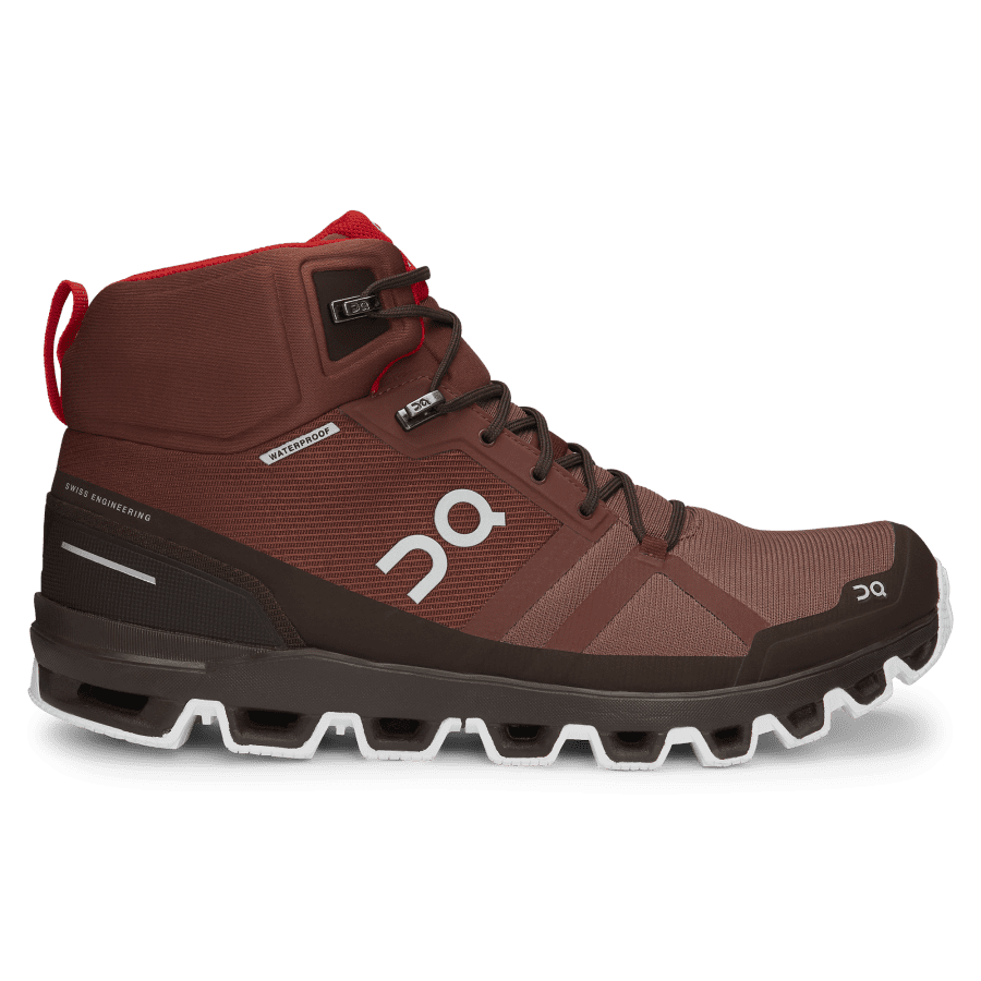 Men\'s On Cloudrock Waterproof Hiking Boots Maroon / Red | USA-9843261