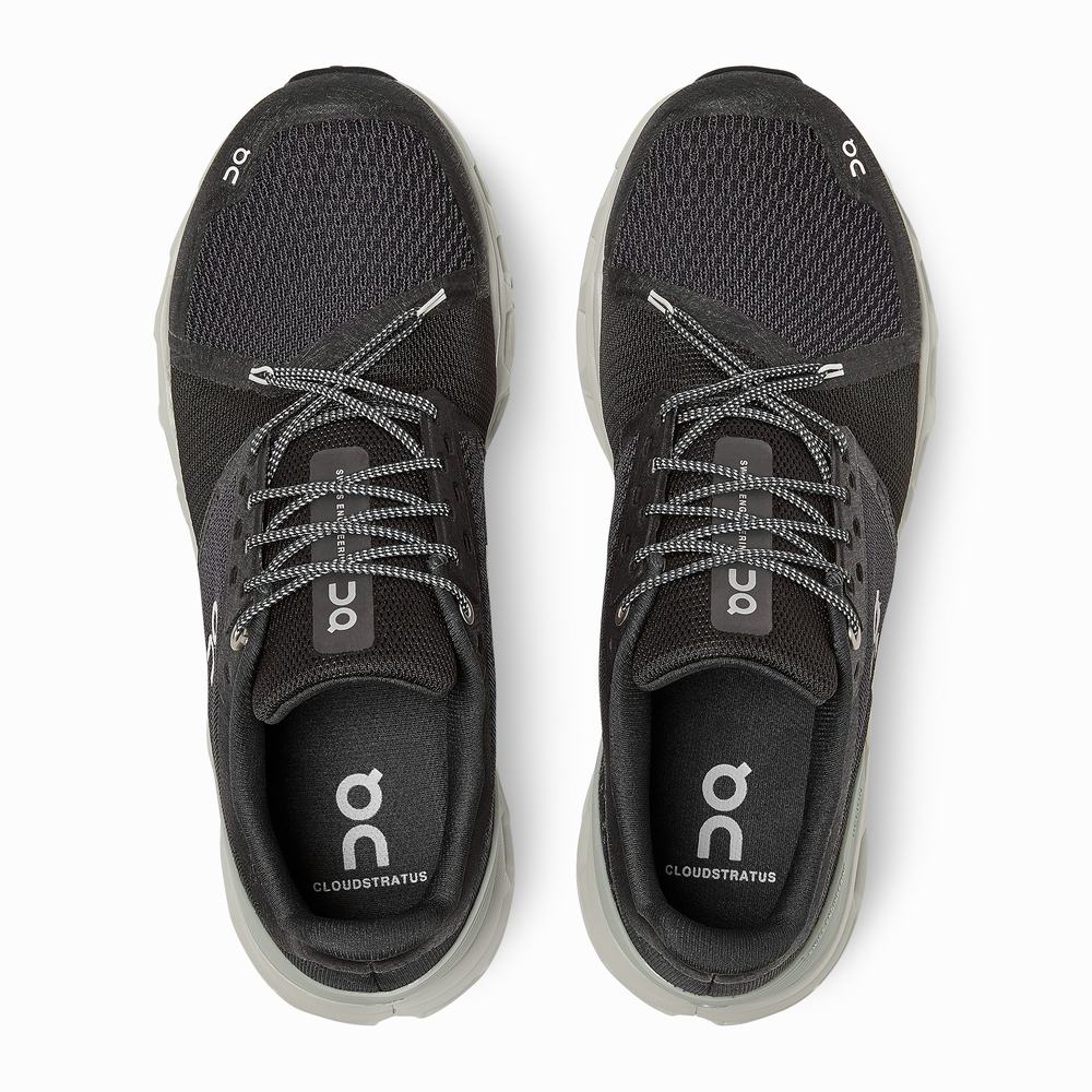 Men's On Cloudstratus Running Shoes Black | USA-1539724