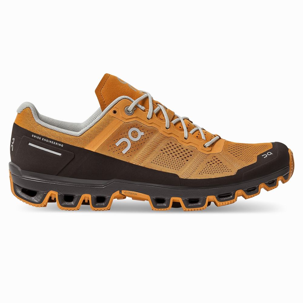 Men\'s On Cloudventure Trail Running Shoes Brown / Yellow | USA-8172350