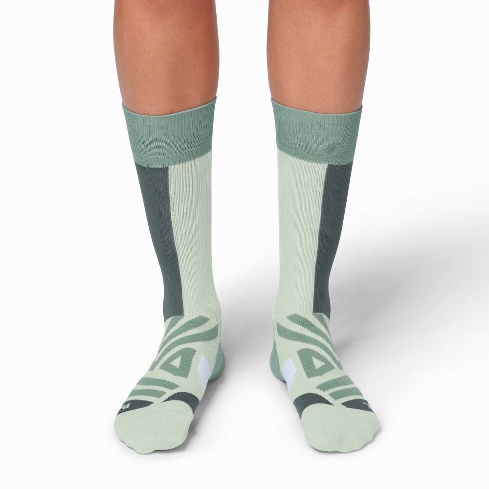 Men's On High Running Socks Green / White | USA-2160498