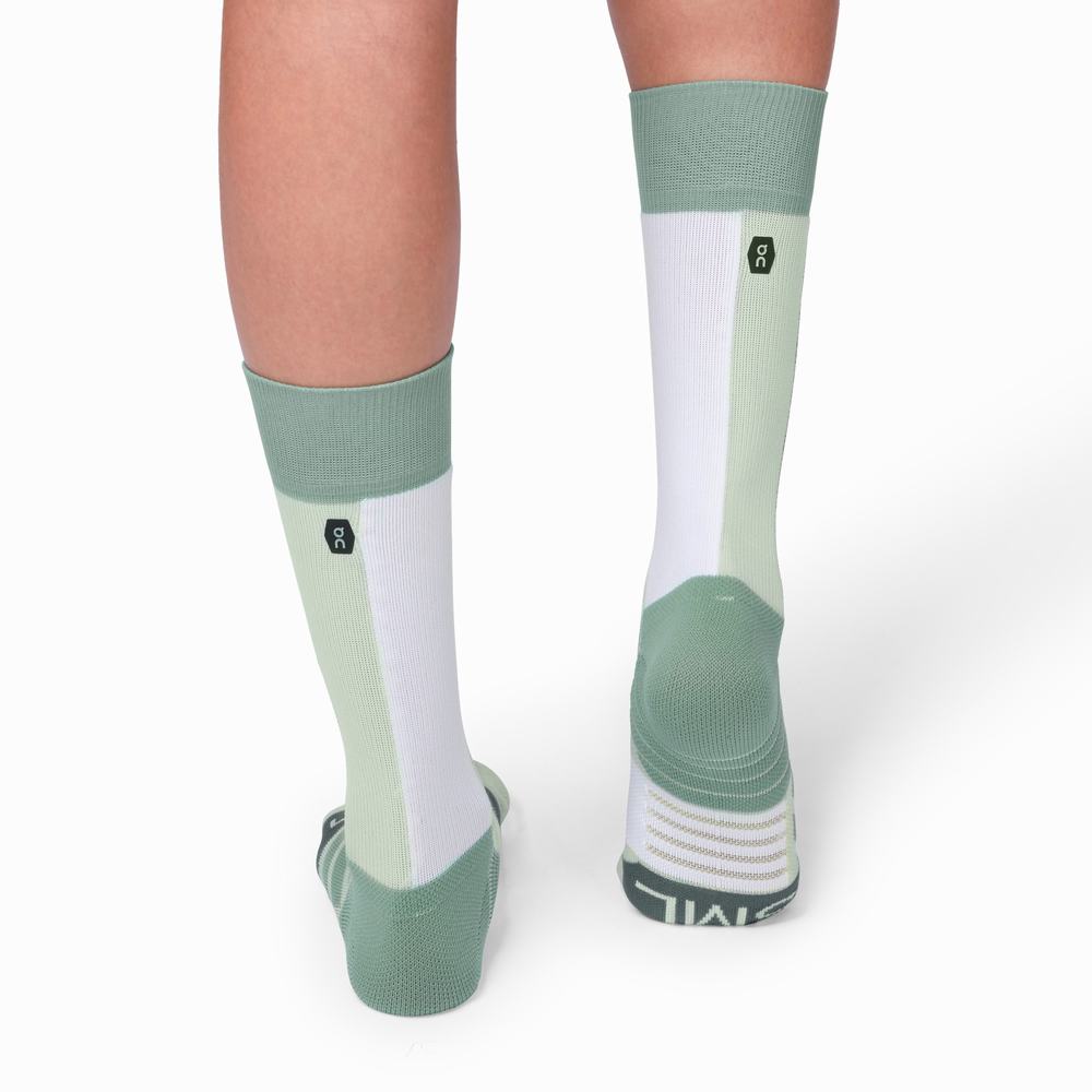 Men's On High Running Socks Green / White | USA-2160498