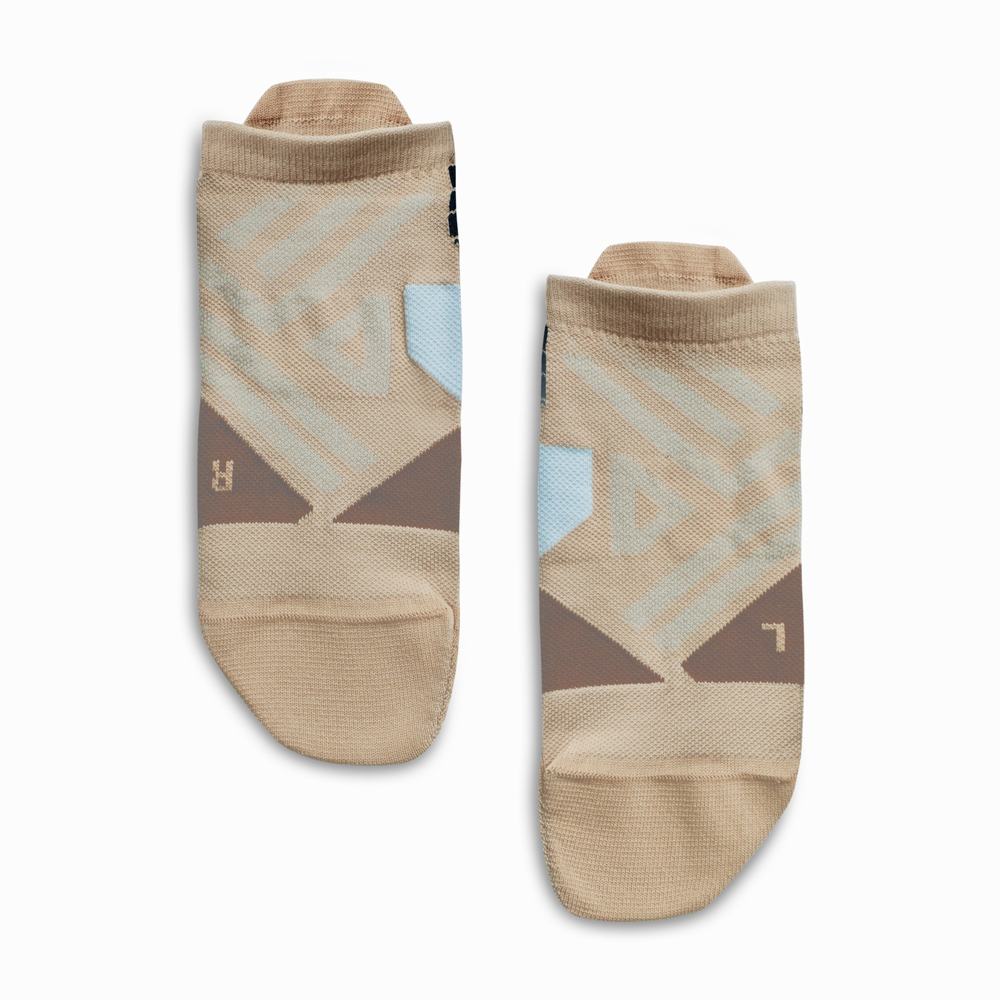 Men's On Low Running Socks Brown Rose / Grey | USA-6510824