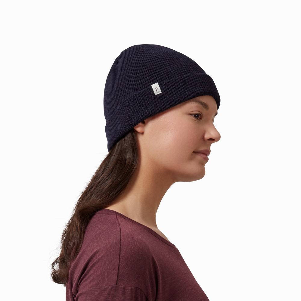 Men's On Merino Beanie Navy | USA-4320768