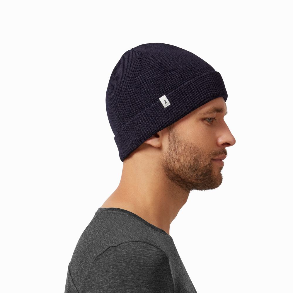 Men's On Merino Beanie Navy | USA-4320768