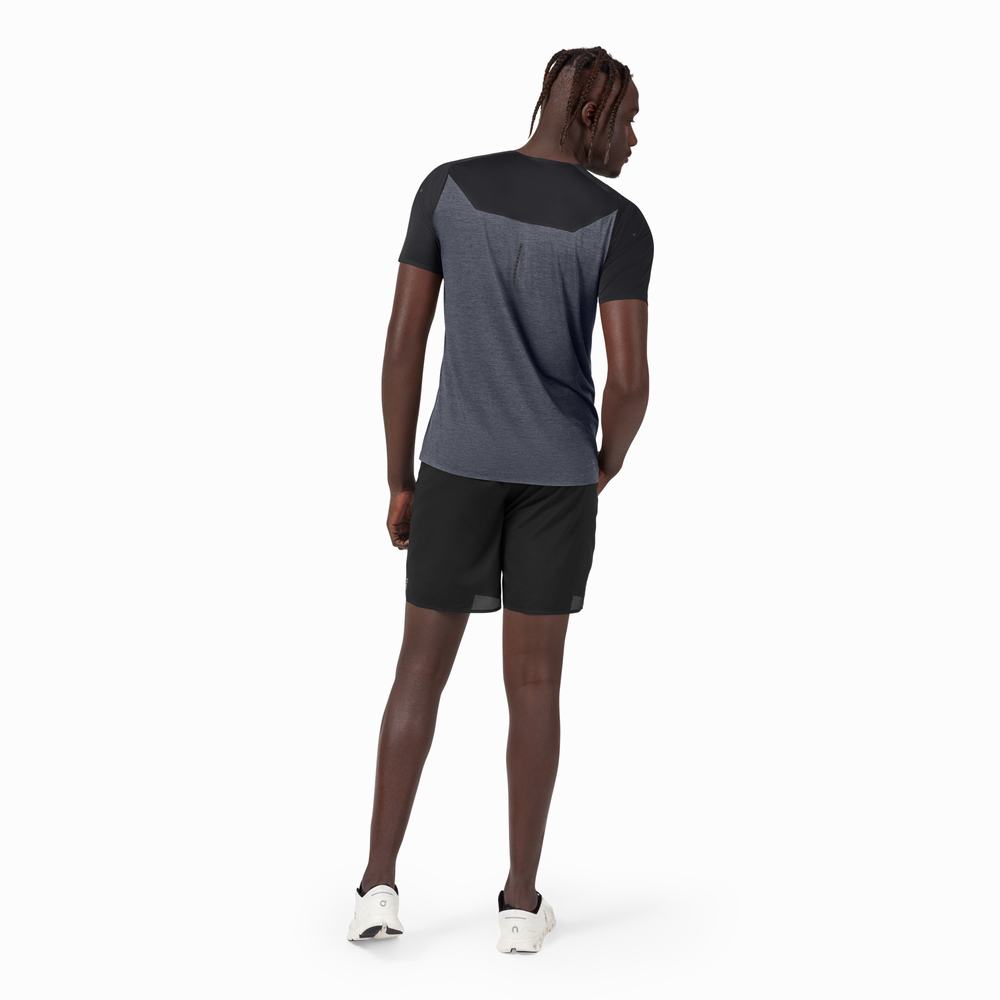 Men's On Performance Long T Shirts Black | USA-8561340