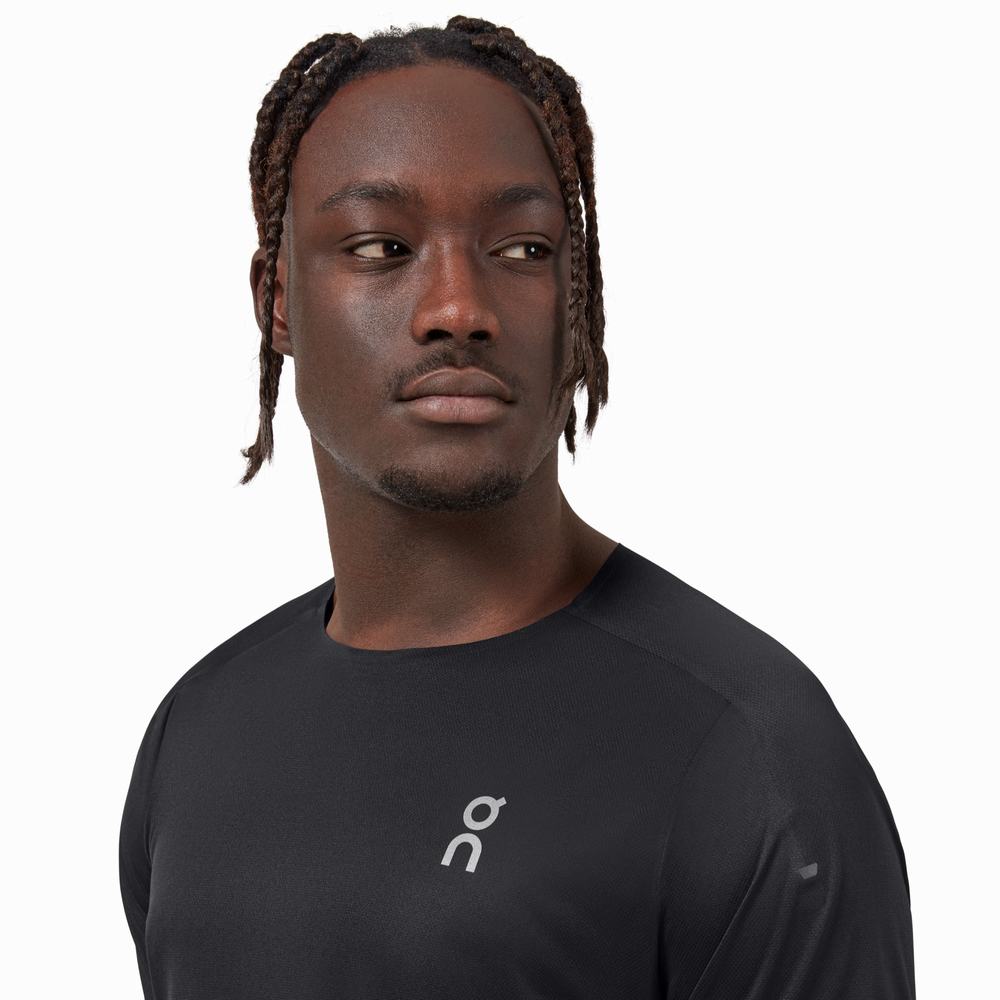 Men's On Performance Long T Shirts Black | USA-8561340