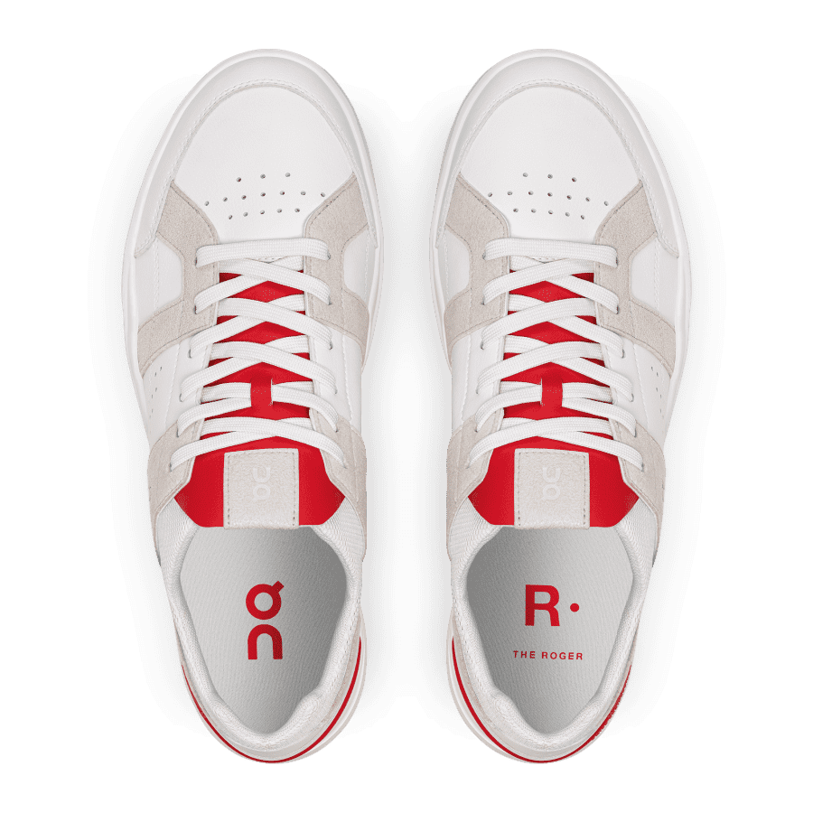 Men's On THE ROGER Clubhouse Sneakers White / Red | USA-6342950