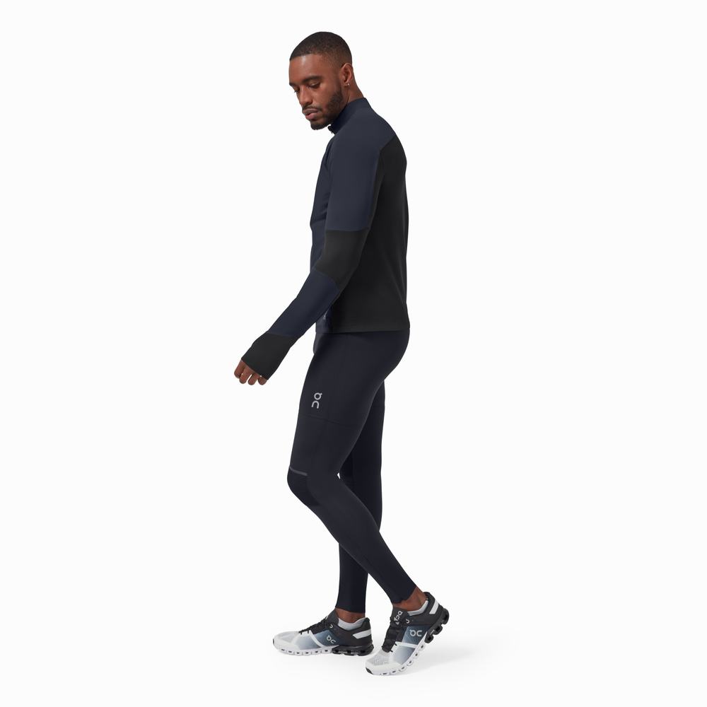 Men's On Tights Long Running Tights Black | USA-7128450