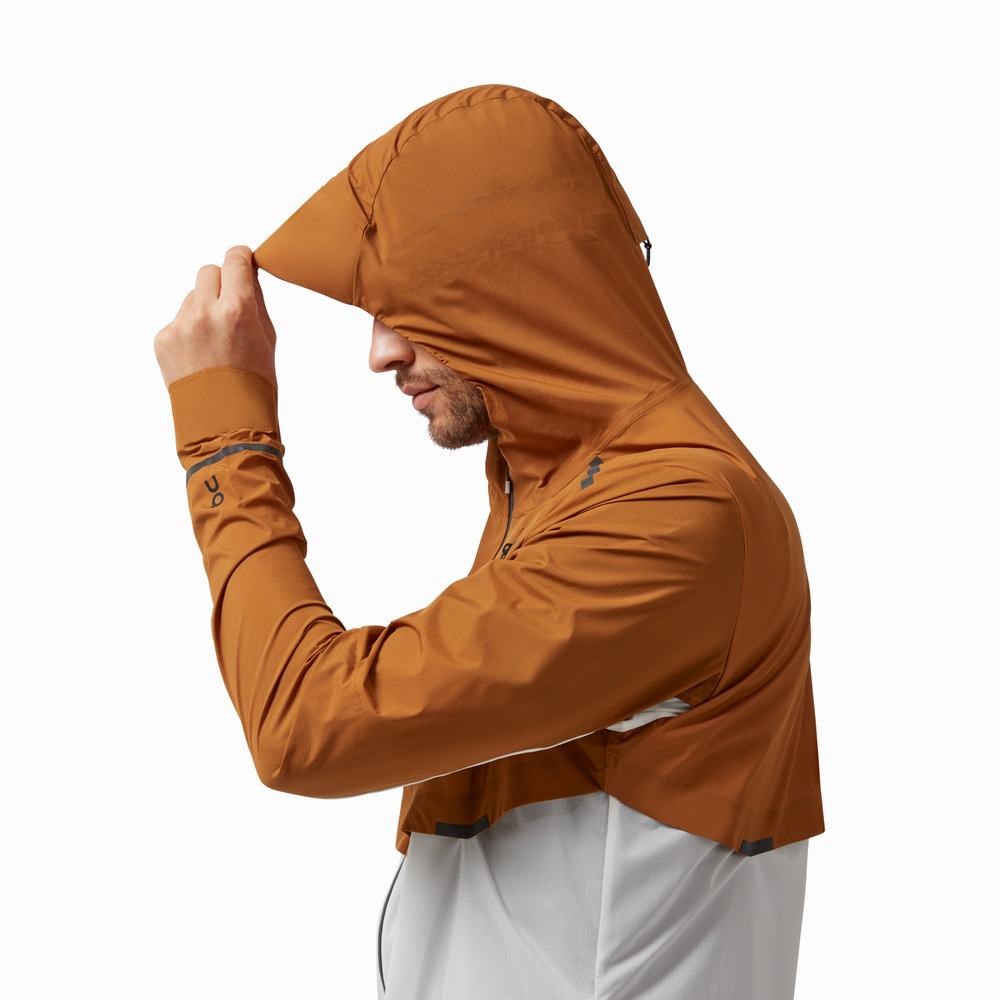 Men's On Weather Jackets Brown / White | USA-3648712