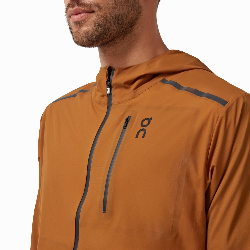 Men's On Weather Jackets Brown / White | USA-3648712