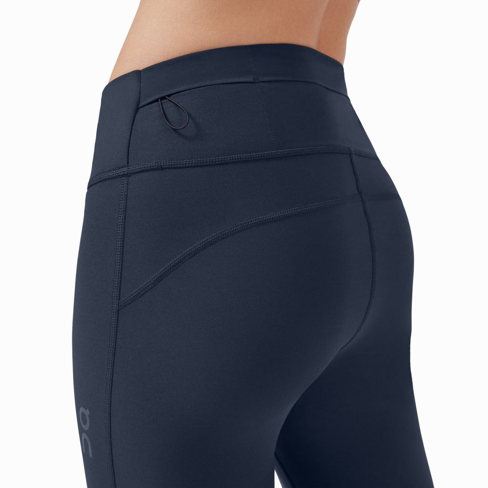 Women's On Active Running Tights Navy | USA-2976034