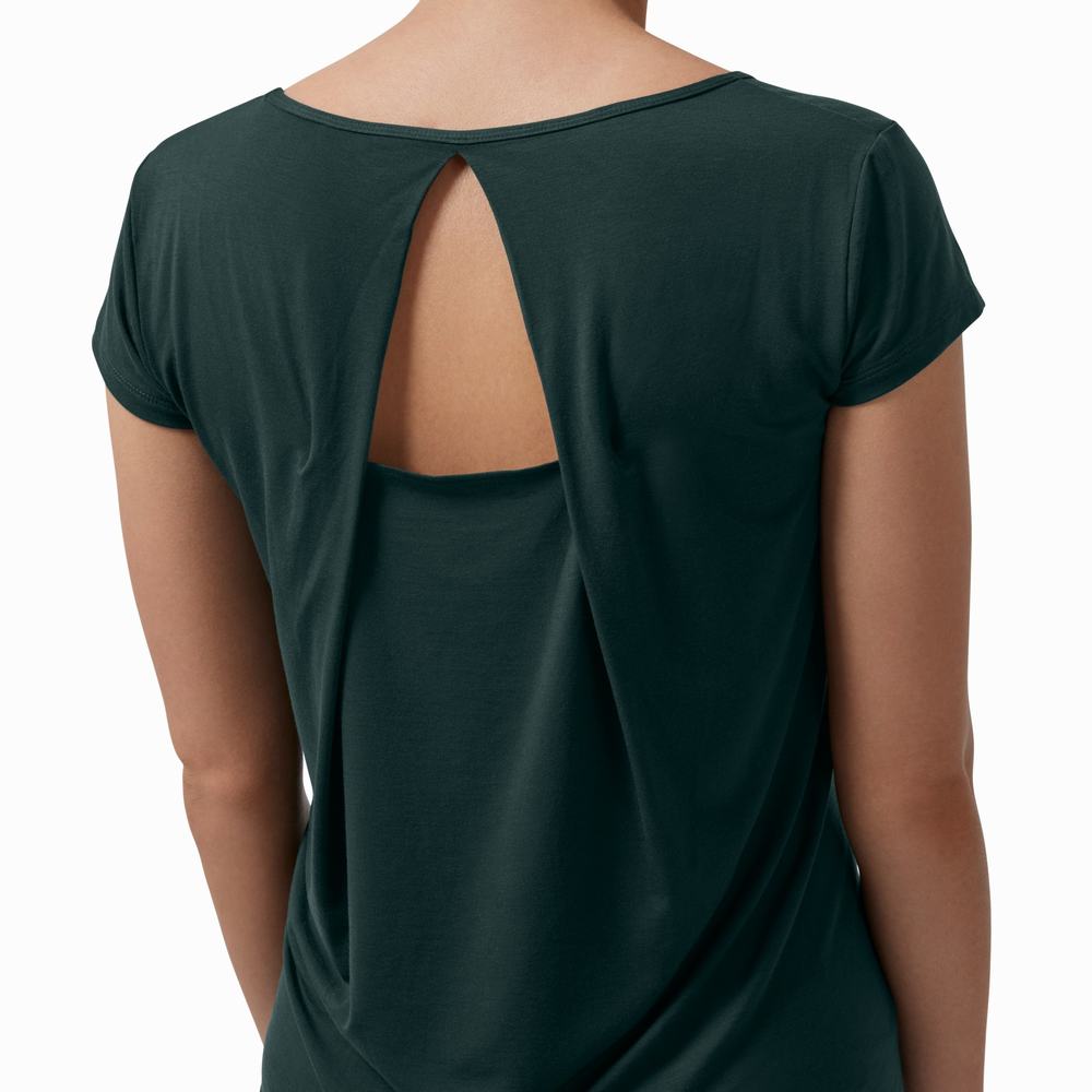 Women's On Active T Shirts Dark Green | USA-0235798