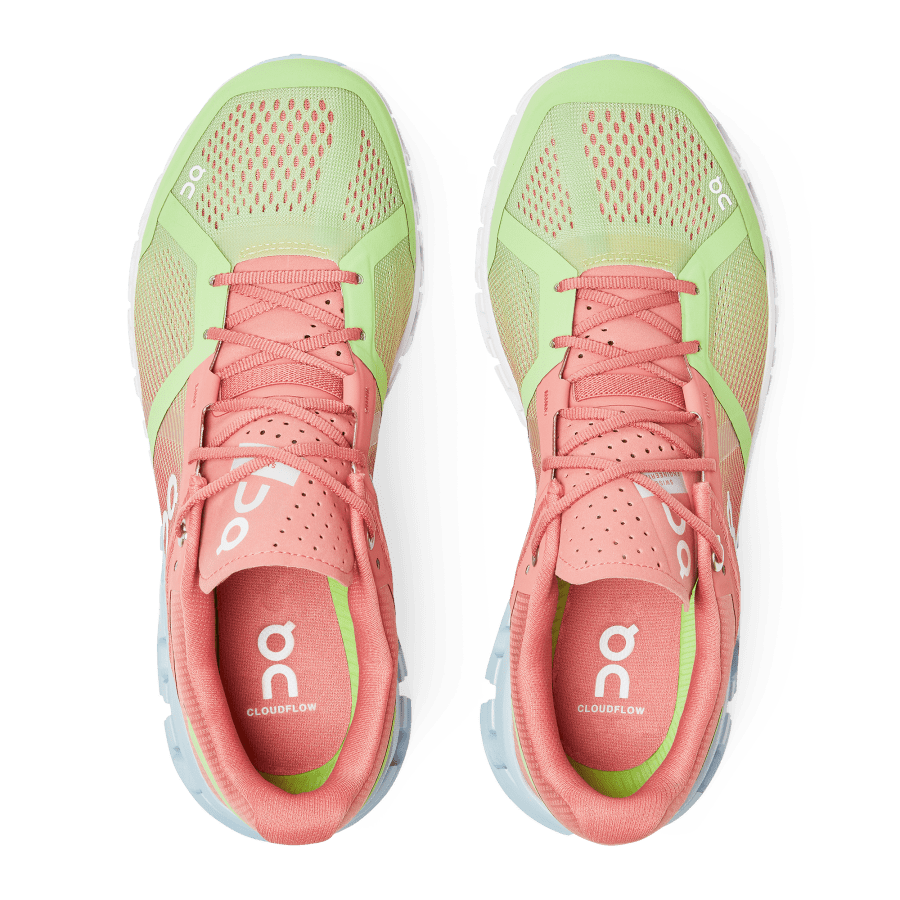 Women's On Cloudflow 2 Road Running Shoes Green / Rose | USA-3049287