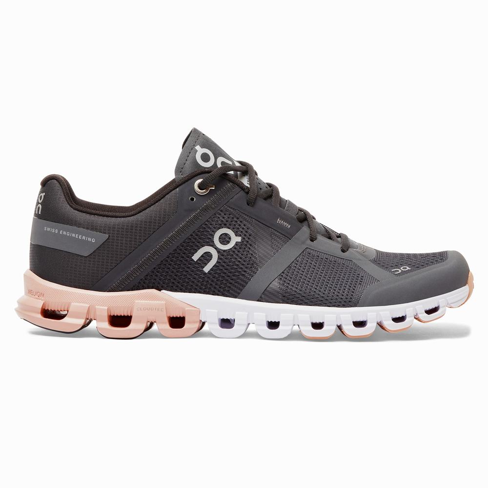 Women's On Cloudflow Racing Shoes Black Rose | USA-0253714