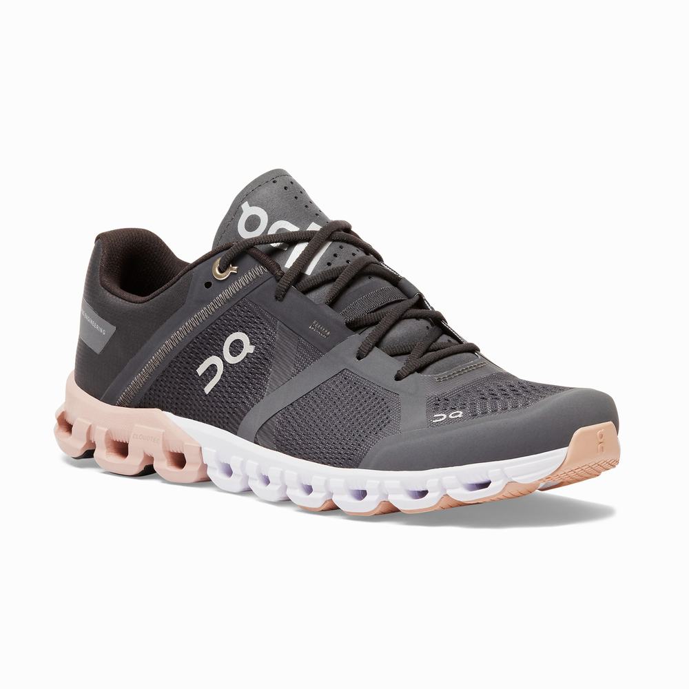 Women's On Cloudflow Racing Shoes Black Rose | USA-0253714