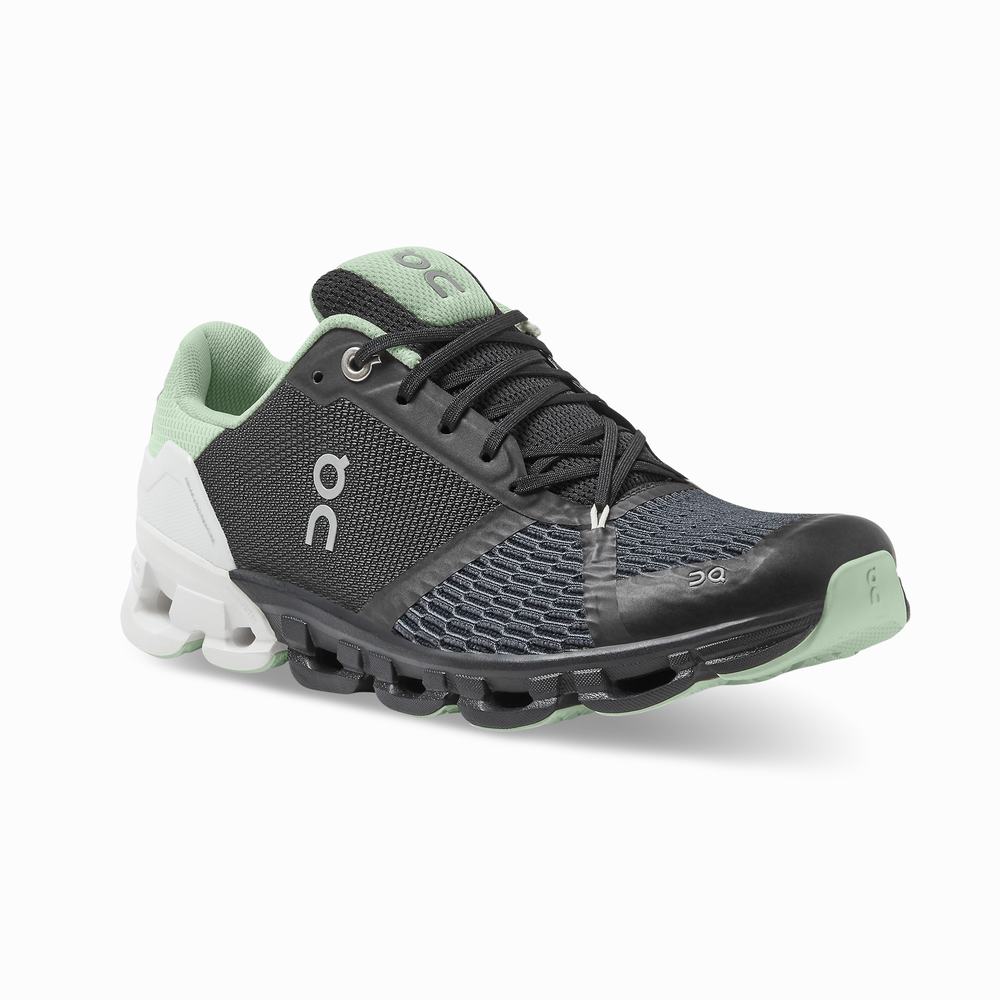 Women's On Cloudflyer Running Shoes Black / White | USA-8640251