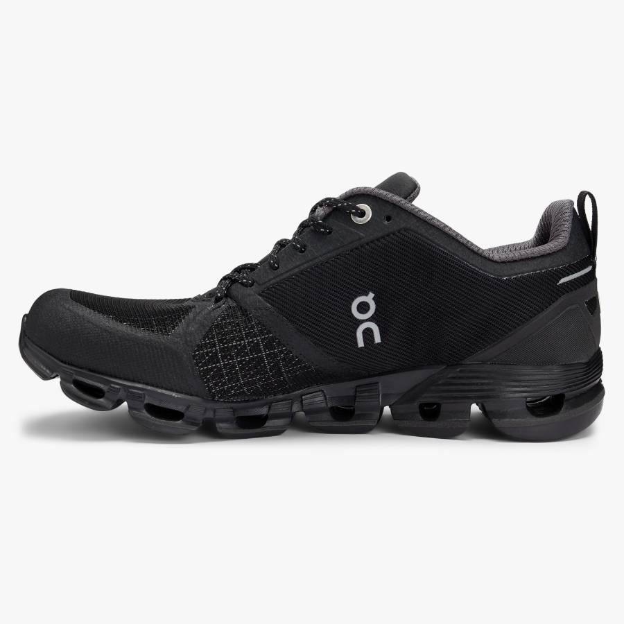 Women's On Cloudflyer Waterproof 1 Road Running Shoes Black | USA-3708196