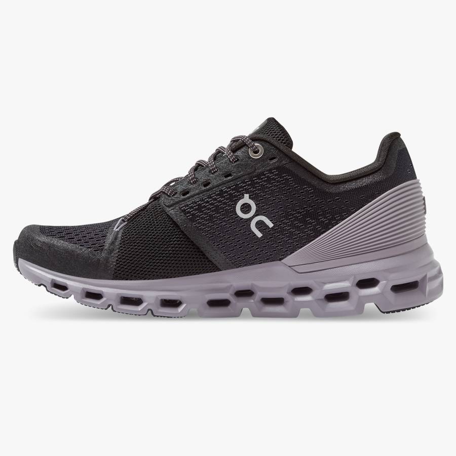 Women's On Cloudstratus 1 Road Running Shoes Black | USA-0697284