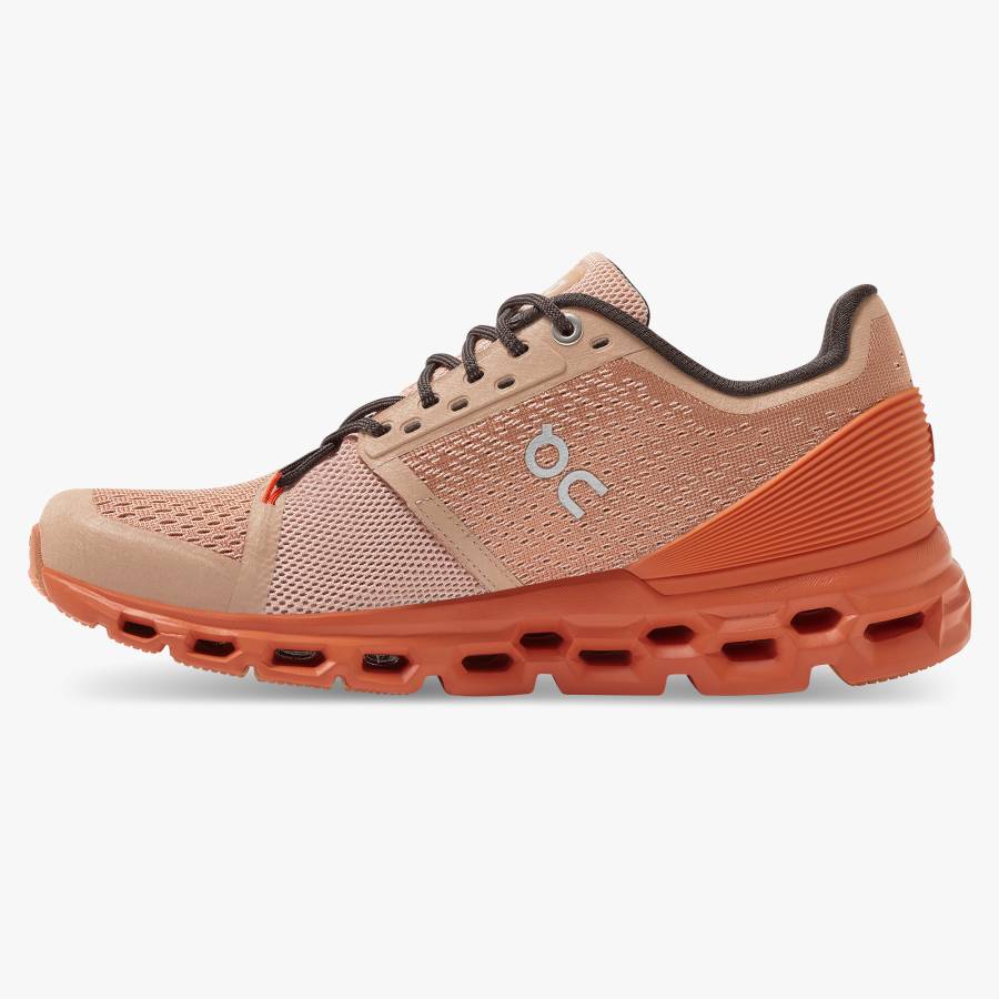 Women's On Cloudstratus 1 Road Running Shoes Brown Rose | USA-4385172