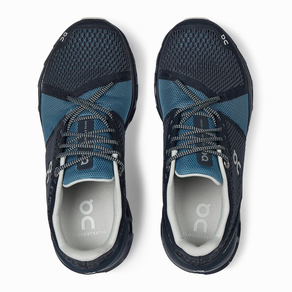 Women's On Cloudstratus Running Shoes Navy | USA-0189345