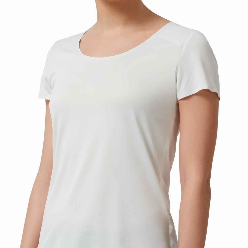 Women's On Performance Long T Shirts Beige / White | USA-9340826