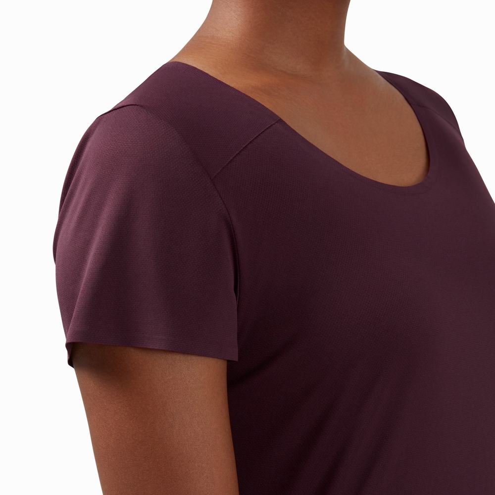 Women's On Performance Long T Shirts Claret / Black | USA-3258641