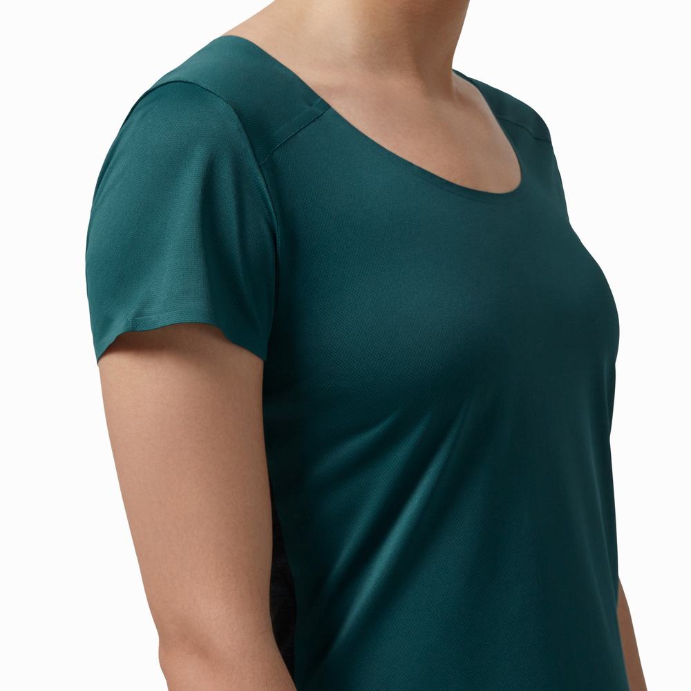 Women's On Performance Long T Shirts Green / Black | USA-8419603