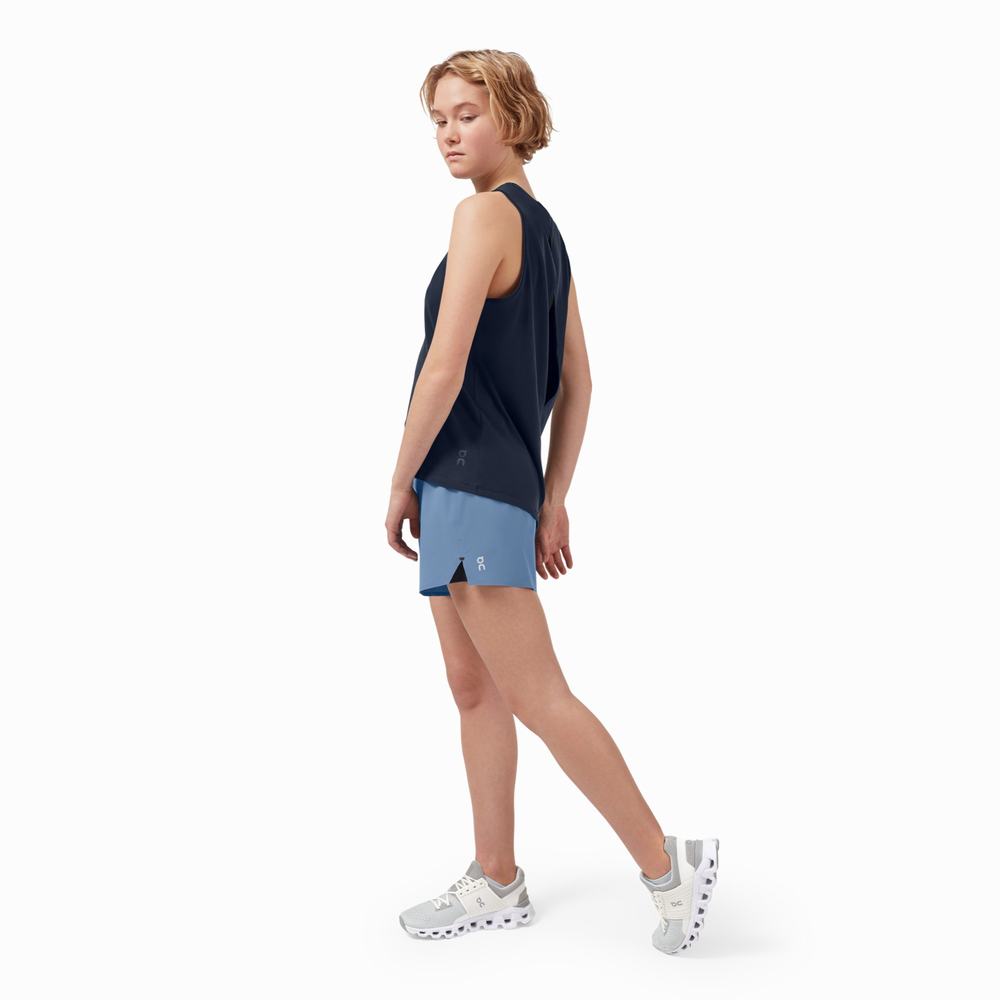 Women's On Performance Running Shorts Blue / Black | USA-8326490