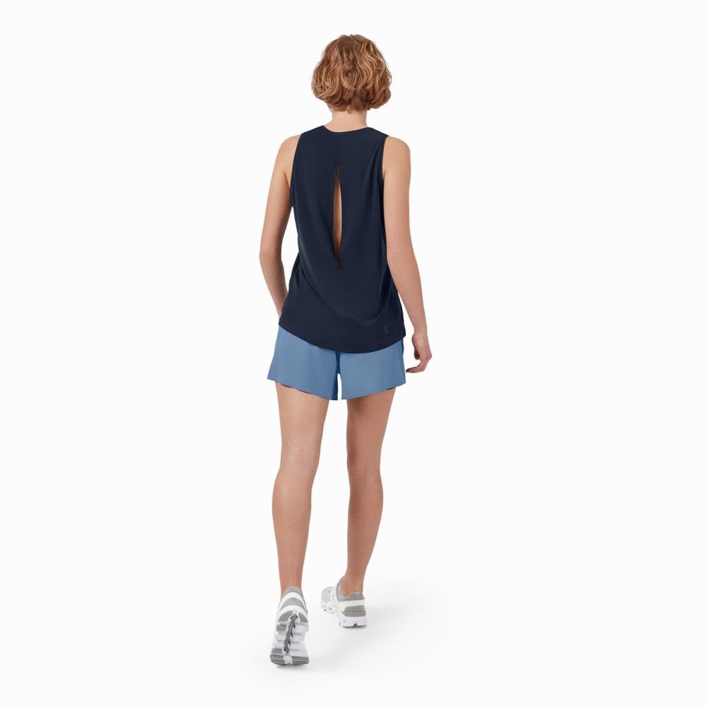 Women's On Performance Running Shorts Blue / Black | USA-8326490