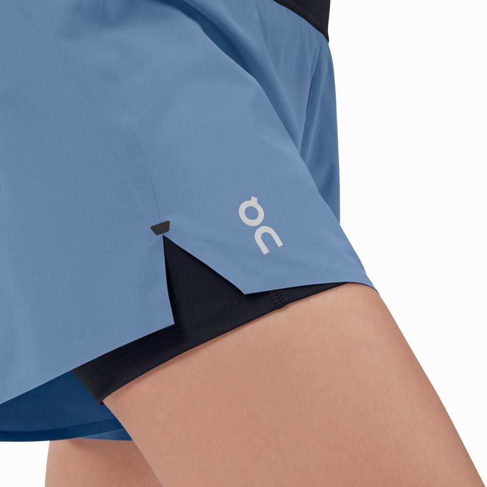 Women's On Performance Running Shorts Blue / Black | USA-8326490