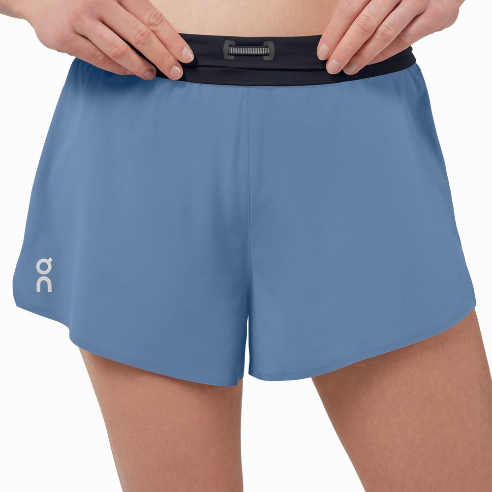 Women's On Performance Running Shorts Blue / Black | USA-8326490