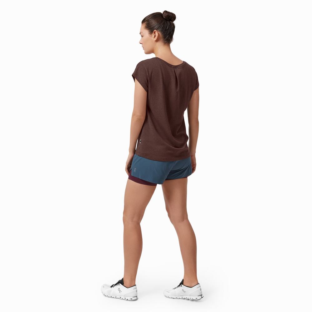 Women's On Performance T Shirts Coffee | USA-7891402