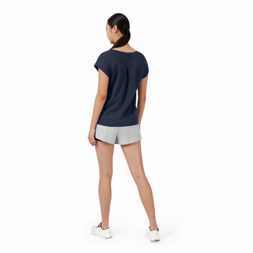 Women's On Performance T Shirts Navy | USA-4821905