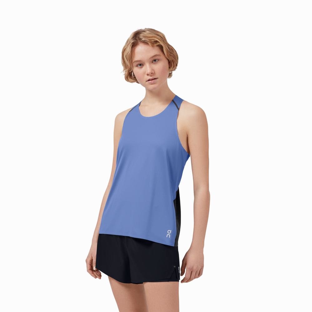 Women\'s On Performance Tanks Blue / Black | USA-9103675