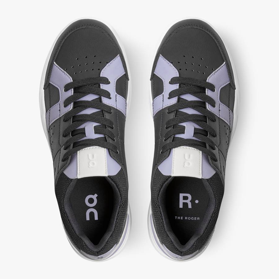 Women's On THE ROGER Clubhouse Sneakers Black / Lavender | USA-3417806