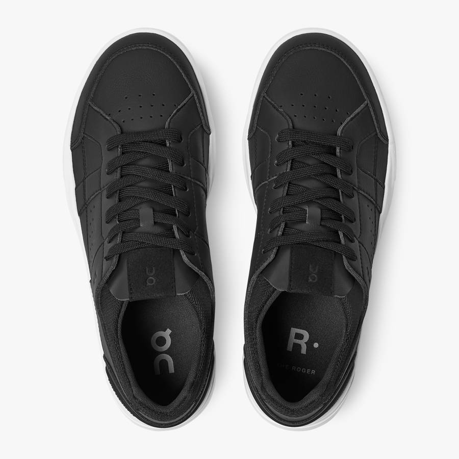 Women's On THE ROGER Clubhouse Sneakers Black / White | USA-9583271