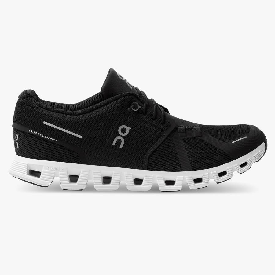 Men's On Cloud 5 Sneakers Black / White | USA-9821073