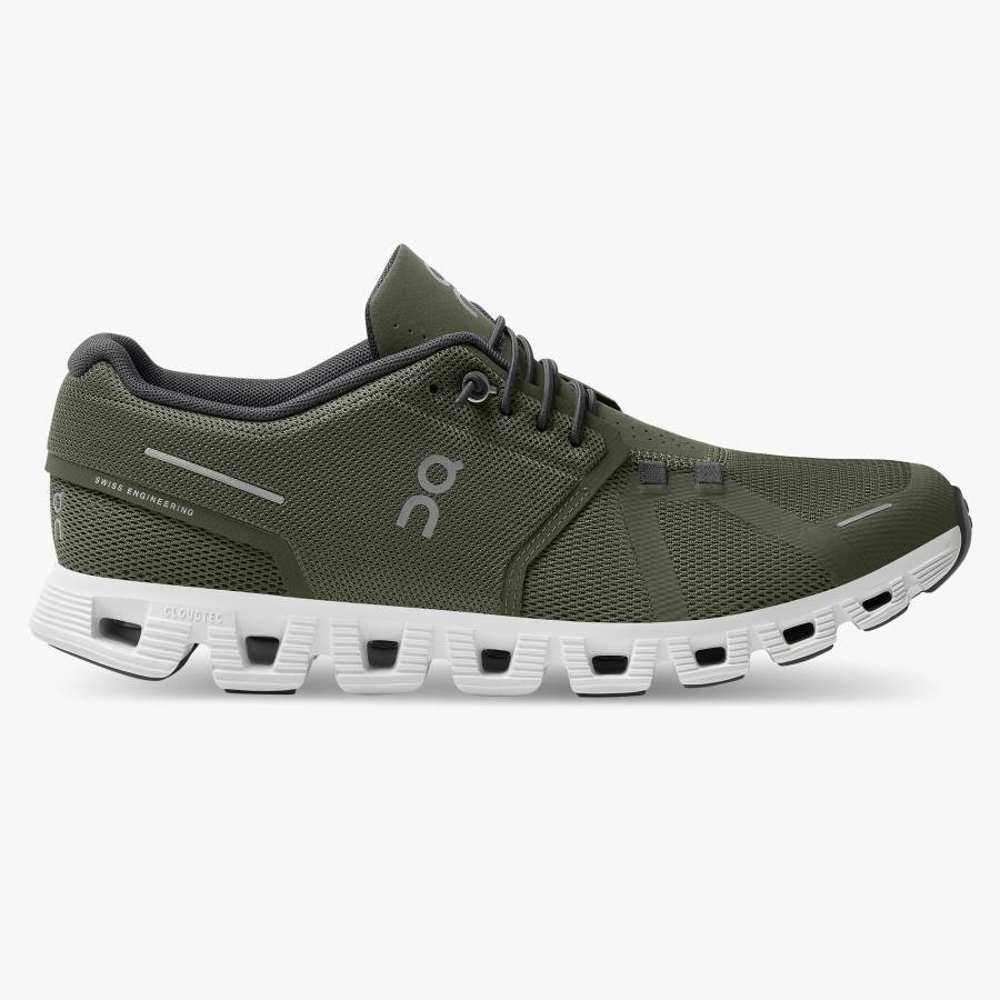 Men's On Cloud 5 Sneakers Olive / White | USA-5804796