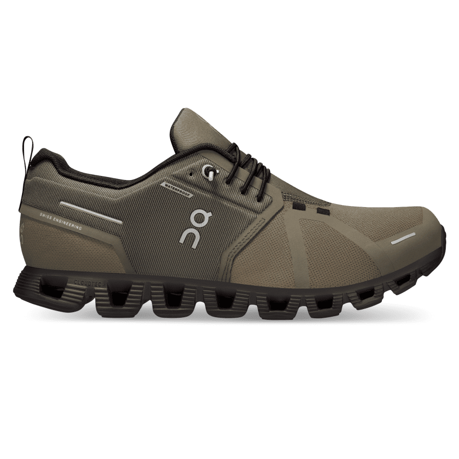 Men's On Cloud 5 Waterproof Sneakers Olive / Black | USA-4906231