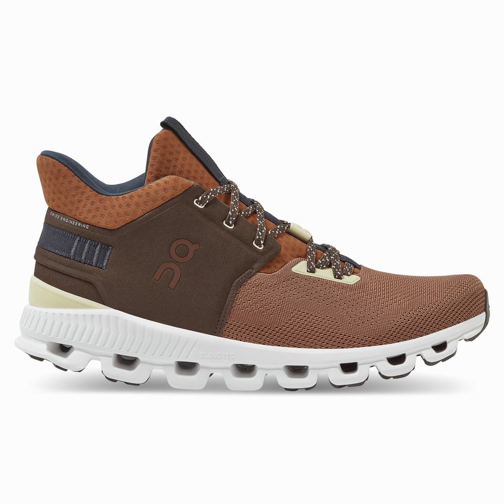 Men's On Cloud Hi Edge Sneakers Brown | USA-7941580