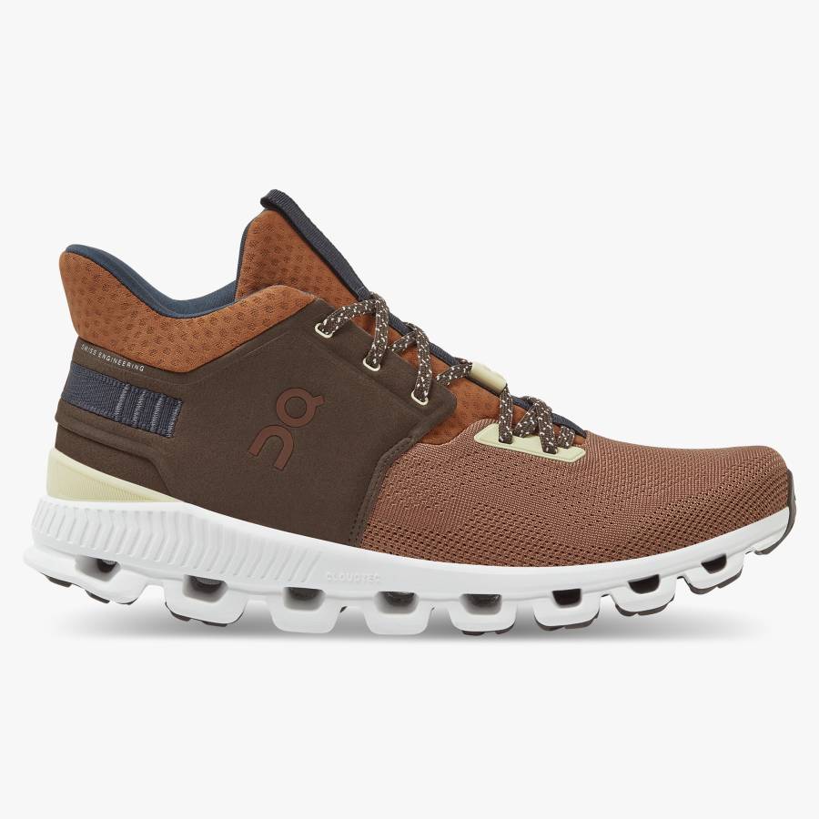 Men's On Cloud Hi Edge Sneakers Brown | USA-9485062