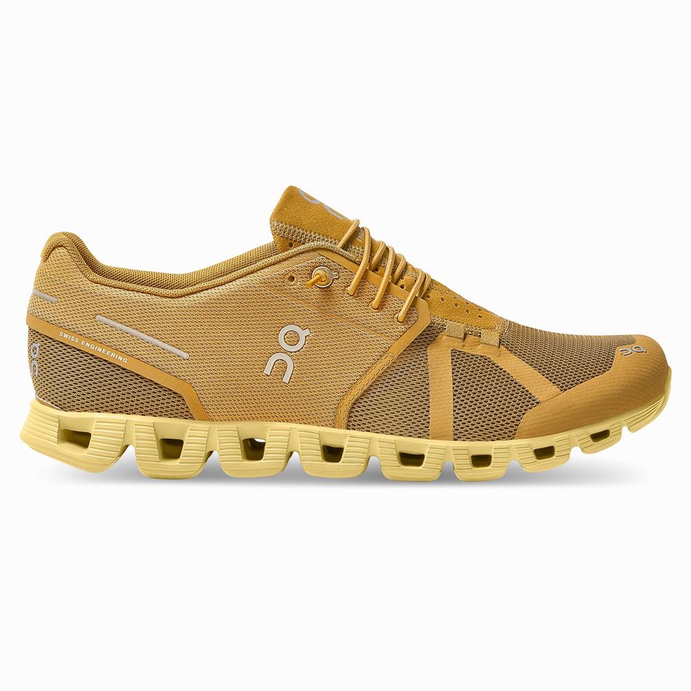 Men's On Cloud Monochrome Running Shoes Brown / Yellow | USA-0485739