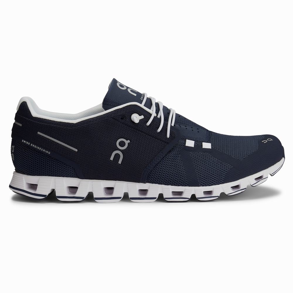 Men's On Cloud Running Shoes Navy / White | USA-1625987