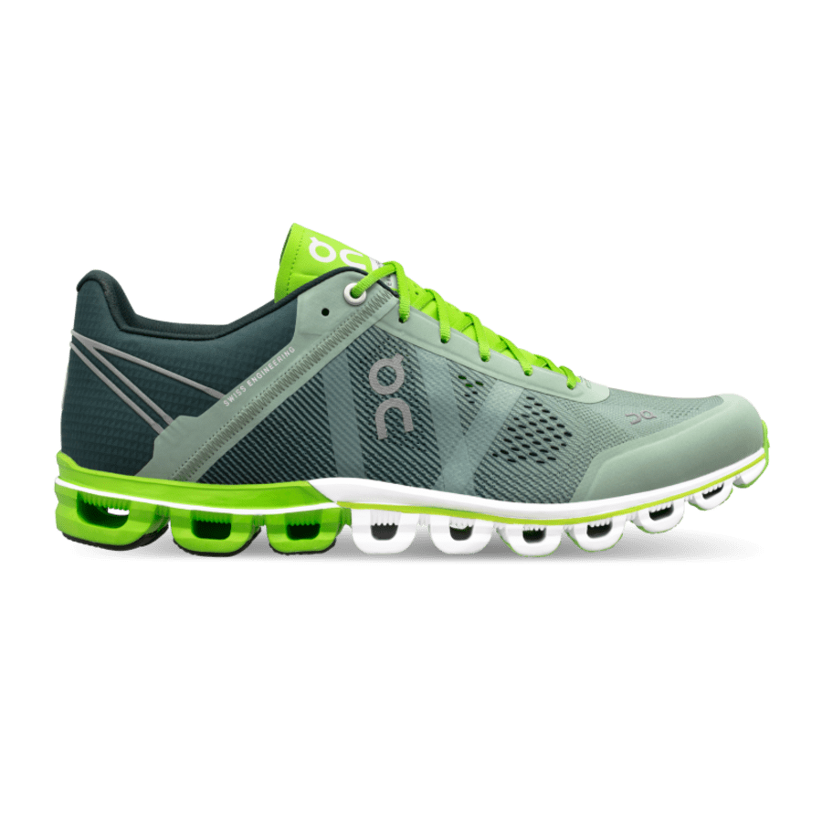 Men's On Cloudflow 1 Road Running Shoes Dark Green / Light Green | USA-1094758