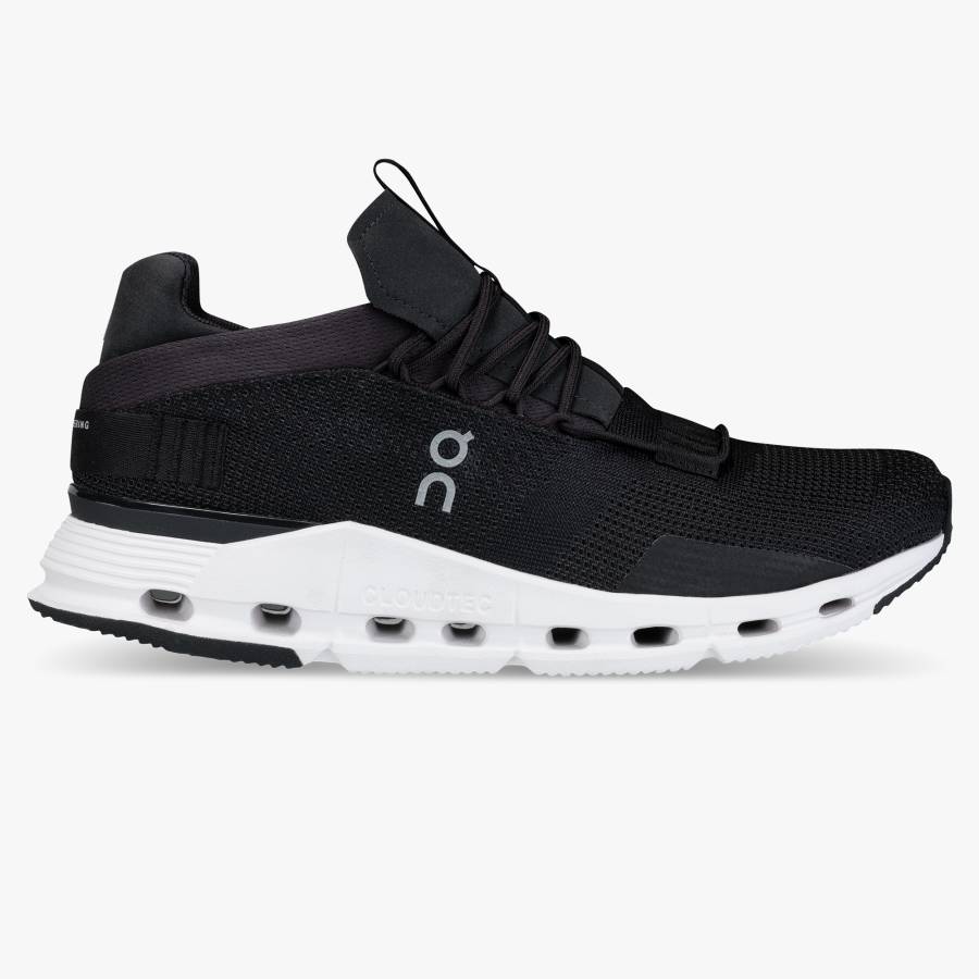 Men's On Cloudnova Sneakers Black / White | USA-5970284