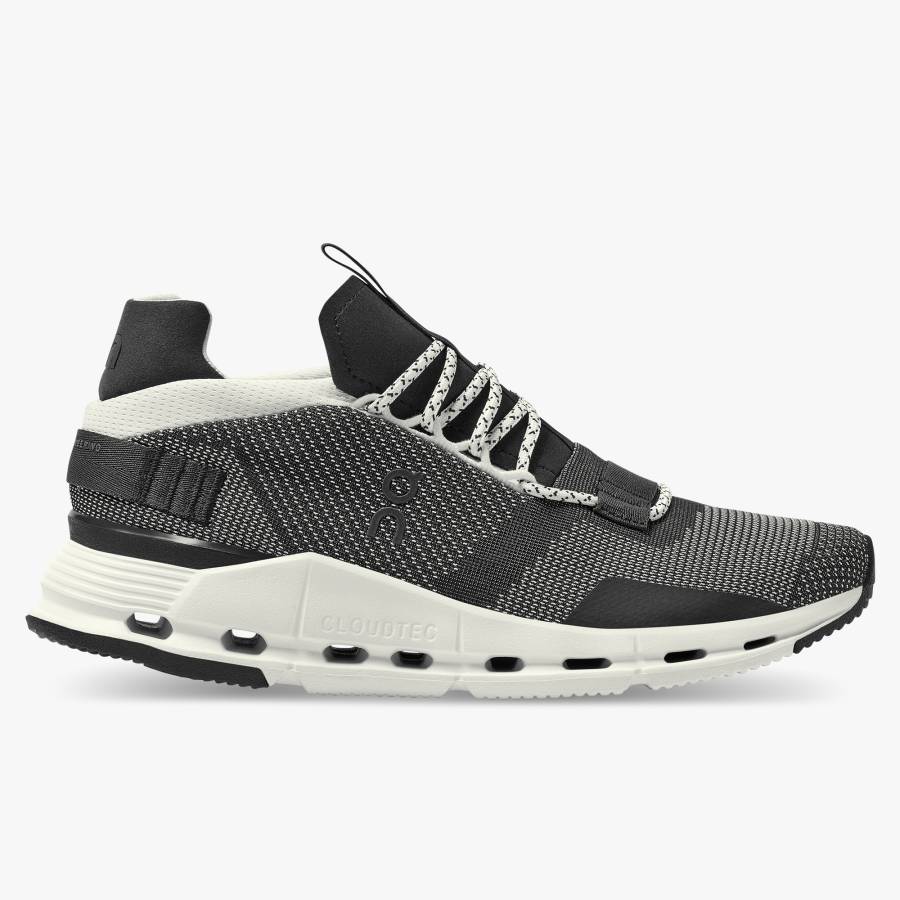 Men's On Cloudnova Sneakers Black / White | USA-8973416