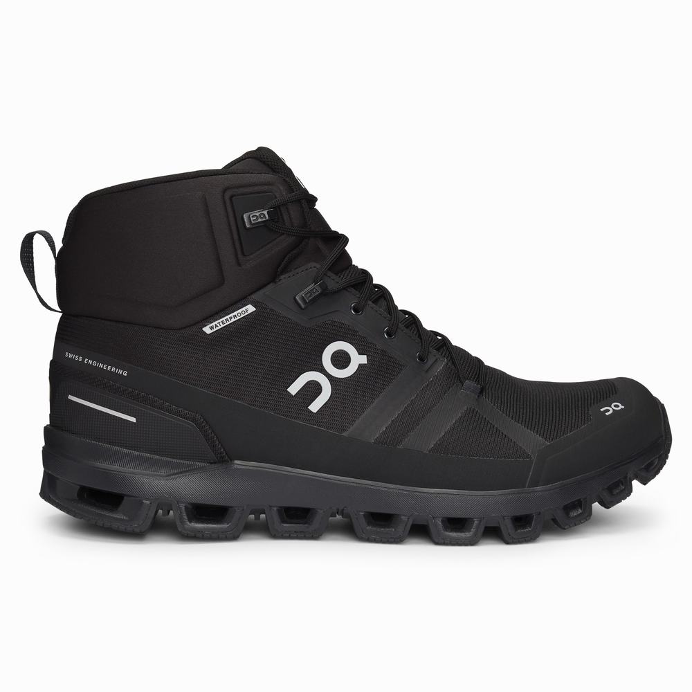 Men's On Cloudrock Hiking Boots Black | USA-4028137